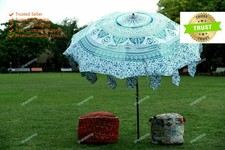 Indian Garden Summers Umbrella Cotton Hand Block Print Outdoor Sun Shade