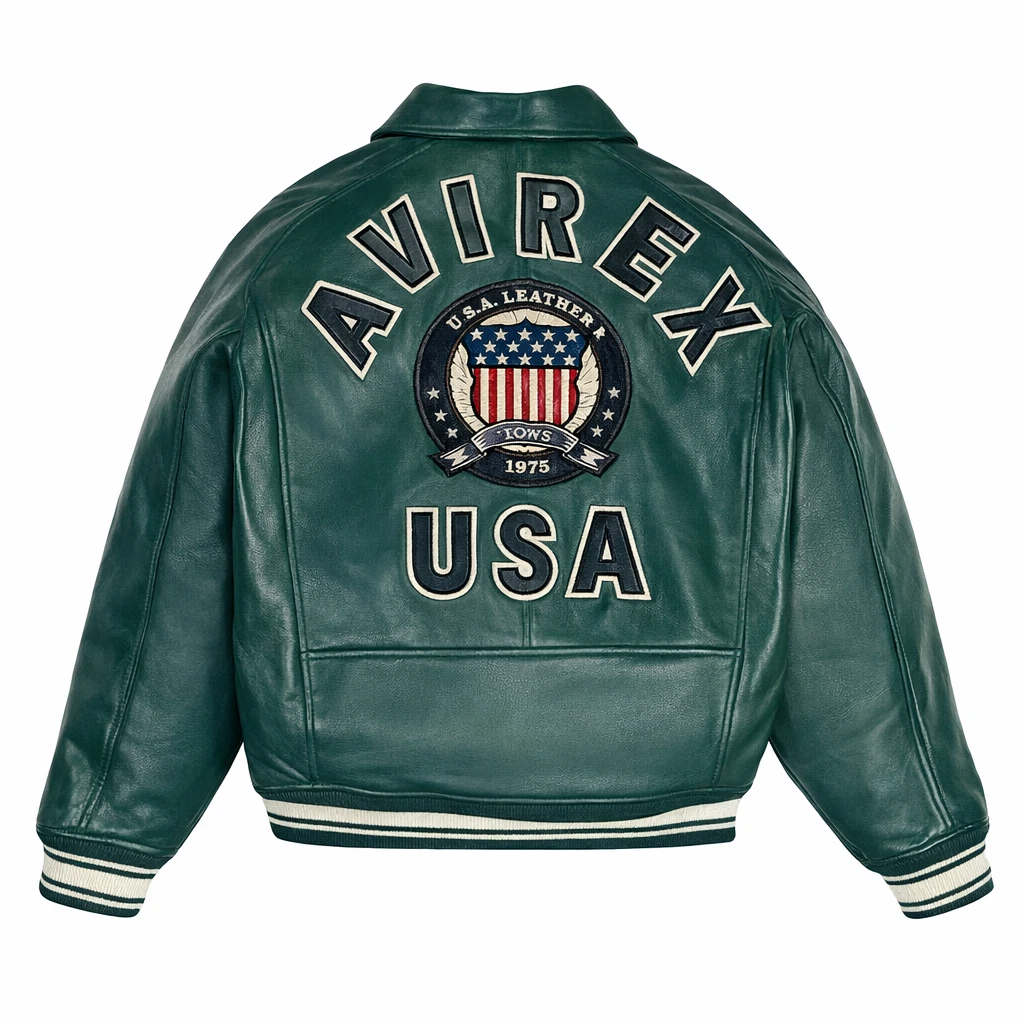 Men's Avirex Real Bomber American Flight Jacket Sheep Leather Jacket | All Color - product detail image 5
