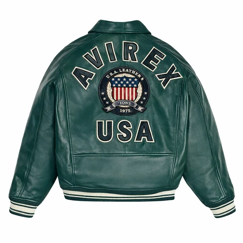 Men's Avirex Real Bomber American Flight Jacket Sheep Leather Jacket | All Color image 5