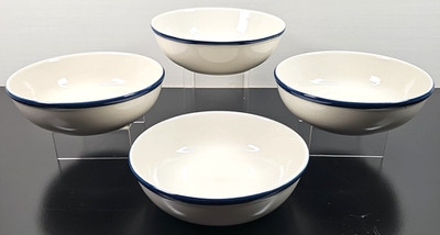 4 China Pearl Casuals Cobalt Blue Soup Cereal Bowls Set Vintage Dishes Retro Lot