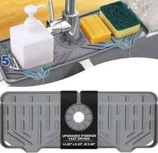 Silicone Faucet Handle Drip Catcher Grey(1Pack): 14.25"x5.35", Gray 