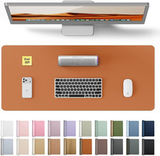 Desk Pad Protector, Large Mouse Mat, Non-Slip PU Leather Waterproof Laptop Desk