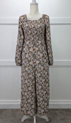 Hayden LA Floral Jumpsuit Womens Small Smocked Wide Leg Boho Flowy