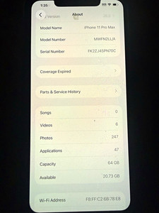 Apple iPhone 11 Pro Max 64GB Gray Face ID Triple Camera 6.5" GSM MWFN2LL/A
