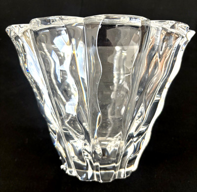VTG ORREFORS Heavy Crystal Vase Signed Sweden Swedish Original Tag NEW NOS 6''