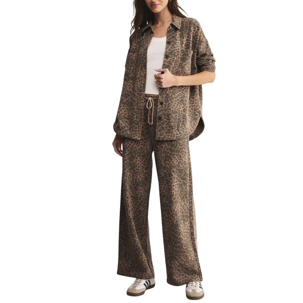 Z Supply Hunter Knit Leopard Combo Set Top + Bottom Desert Tan New W/Tags Small