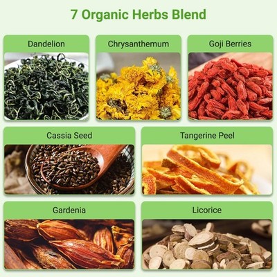 Dandelion Wolfberry Tea, Chinese Traditional 7 Natural Herbs Formula Blend Su...