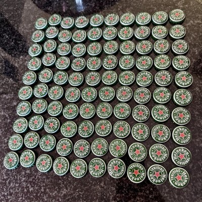 Heineken Green Beer Bottle Caps Lot of 100 Used Collection Art Craft
