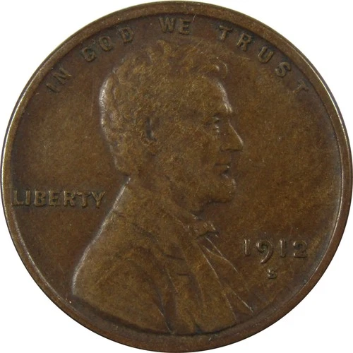 1912 S Lincoln Wheat Cent VF Very Fine Details Penny SKU:I25700