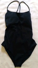 Victoria's Secret Black Scoop Cross Tie Back One Piece Swimsuit Small Great Cond