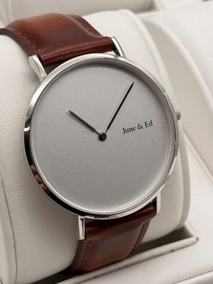 June & Ed Quartz Herrenuhr Herren Uhr Klassisch Leder Schlicht Rustikal