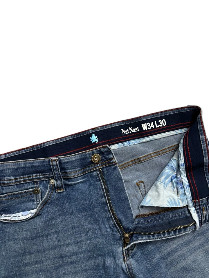 Nat Nast Jeans Mens Size 34x28 Blue Medium Wash Slim Straight Stretch Nice Whisk - Image 3 of 4