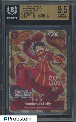 2024 One Piece Promos #P080 Monkey D. Luffy BCGF 24-25 Giveaway BGS 9.5 GEM MINT