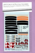 1/24 JWTBM 2003 CHEVY AND PONTIAC GP GOODIES NASCAR DECAL SHEET