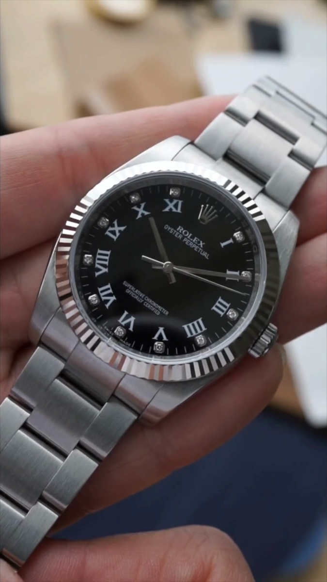 Rolex Oyster Perpetual 116034 Black Diamond Dial 36mm 2009