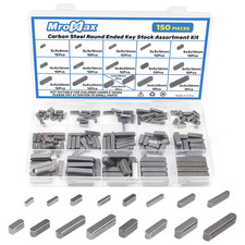 150Pcs round Ended Feather Key 16 Sizes Parallel Drive Shaft Keys Set Carbon ...