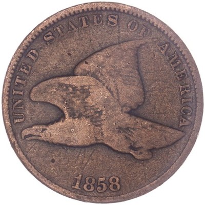 1858 (P) Flying Eagle Cent Small Letters Fine Penny FN See Pics P401