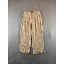 Urban Outfitters Pants Womens 0 28x30 Tan Linen Blend Wide Leg Raw Hem Baggy