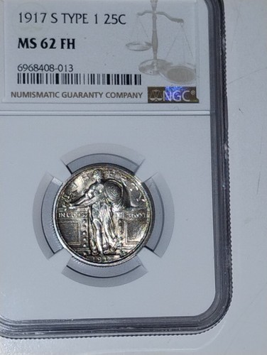 1917 S Standing Liberty Quarter NGC MS-62 FH Full Head Type 1 - Picture 3 of 6
