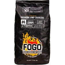 Fogo Premium Hardwood Medium-Sized Lump Charcoal, Black Bag, 17.6 Pounds