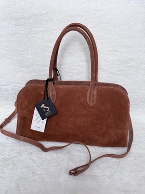 Claudia Firenze Handle Suede Carmel Color Handbag Purse  Made In Italy NWT