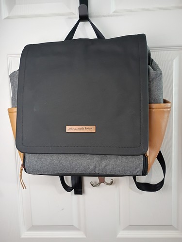 Petunia Pickle Bottom Backpak/ Shoulder Diaper Bag - Gray/Black/Tan In Color