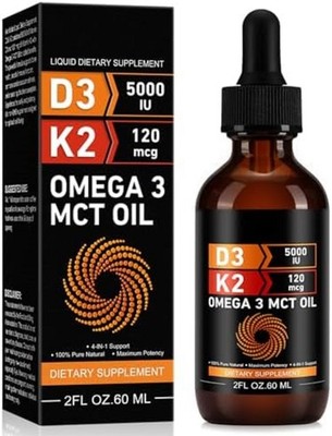 Liquid Vitamin D3 K2 5000 iu & 120 mcg - Vitamin D with MK7 Vitamin K2 Drops - B