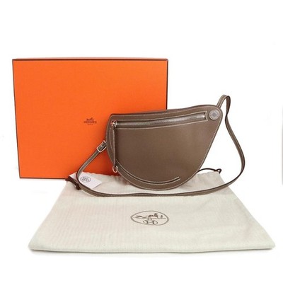 Hermes Petite Course Crossbody Shoulder Bag Veau Epsom Leather Etoupe Gray 99