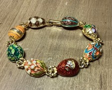 Rare Vtg Joan Rivers Faberge Egg Tennis Bracelet - w/ the egg yolk
