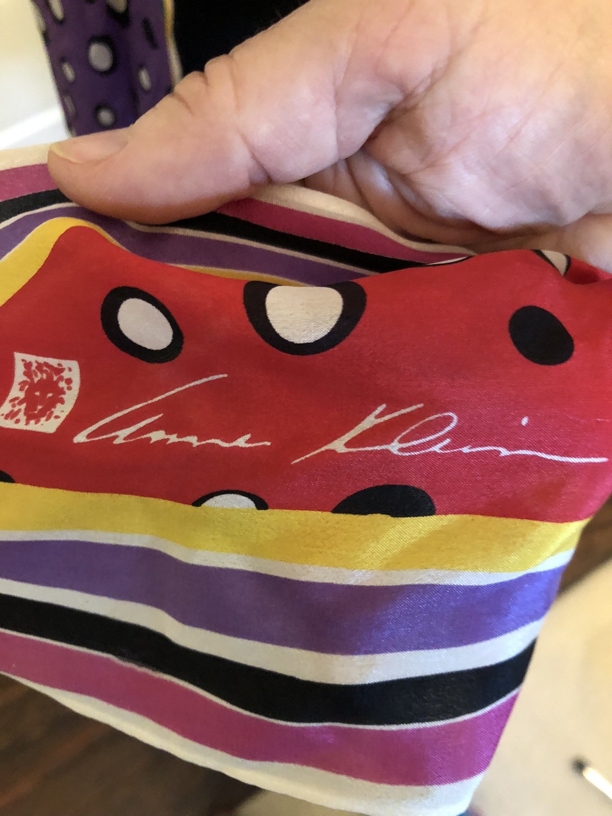 Two Anne Klein Silk Dotted Rectangular Angled Sca… - image 4