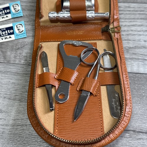 Vintage Men’s Leather Cased Gillette Razor Shaving Kit Made In Sheffield England - Picture 2 of 16
