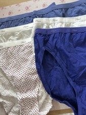 Vtg Panties CUTTER Lot 6 Pair Medium Hanes Cotton High Cut Leg RS Blue White