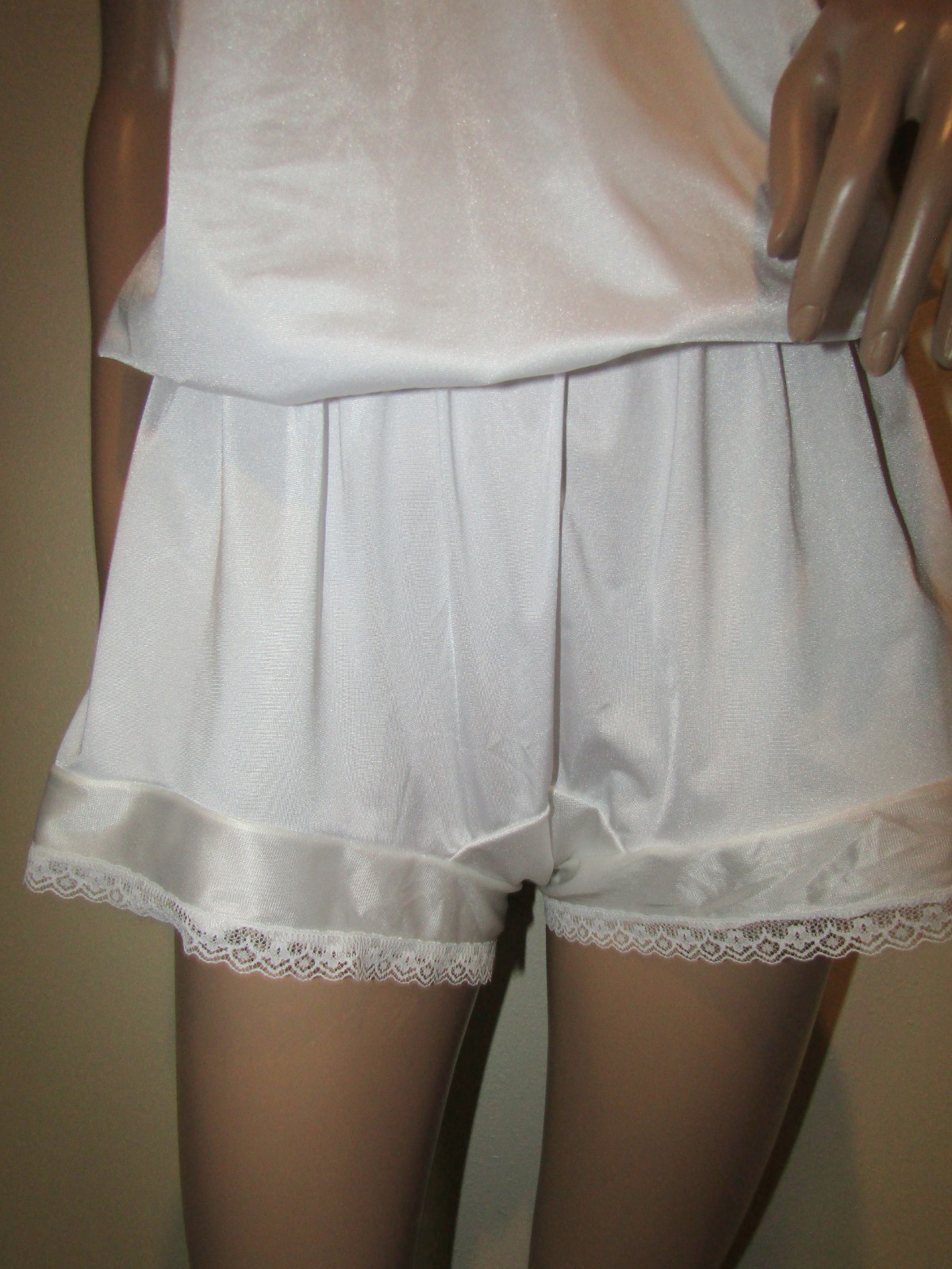 Custom Satin Nylon Teddy Romper Step in White lace Sz 42B 9 panty playsuit