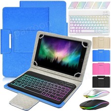 Universal Backlit Keyboard PU Leather Case Cover Mouse For 10