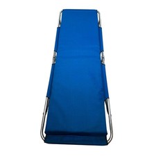Folding Camping Cot Bed Aluminum Frame Canvas Outdoor Sleeper Portable Blue