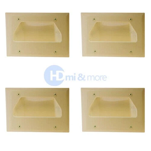 4x Wall Plate 3 Triple Gang Recessed Low Voltage Cable Decorative Lite Almond