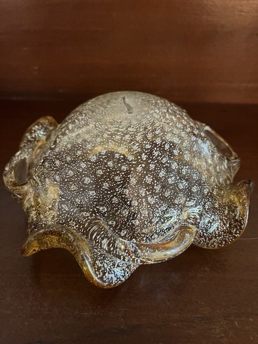 VIntage Murano Italy Barovier & Toso Art Glass Gold Flecked Bowl - Picture 5 of 5