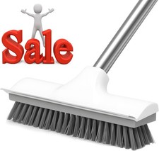 Floor Scrubbing Brush with Long Handle, Heavy Duty Stiff Bristle Floor Brush wi
