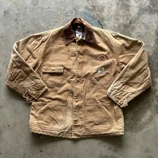 Vintage Carhartt C01 BRN Blanket Lined Chore Coat Size 42