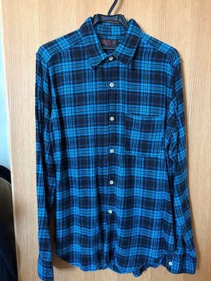 Engineered Garments USA Made Blue & Black Cotton Shirt L New JAPAN