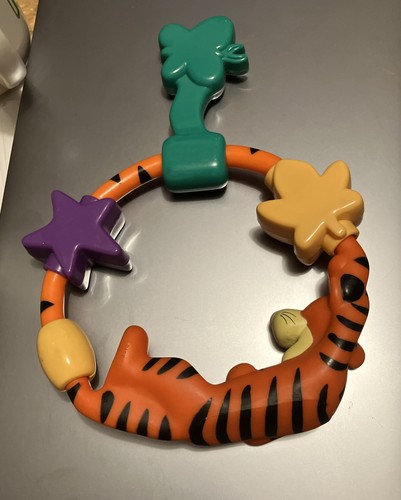 Vintage 90s Disney Fisher Price Tigger Baby Rattle Teething Ring - Picture 2 of 5