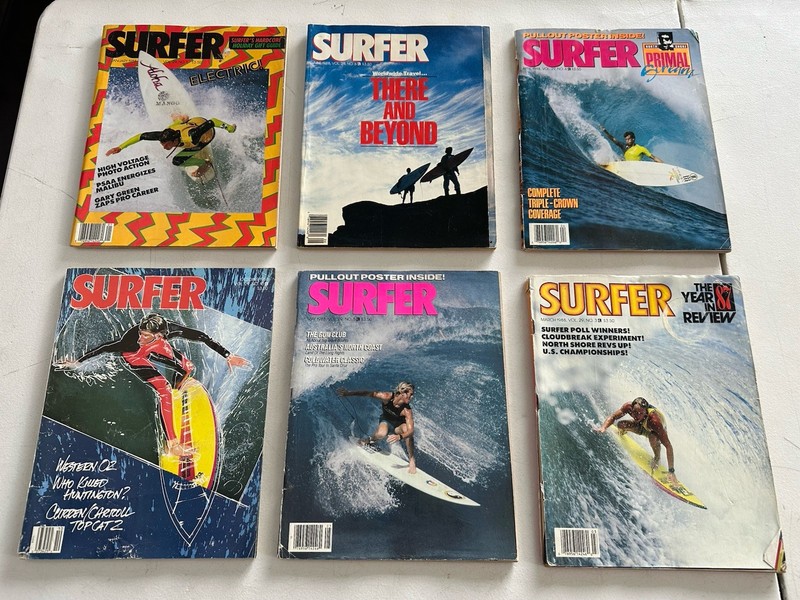 6 Vintage SURFER Magazines 1988 LOT all from 1988