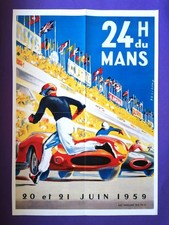 altes Original Rennplakat Doppelposter Nachdruck 24h LeMans 1959 + Original 2005