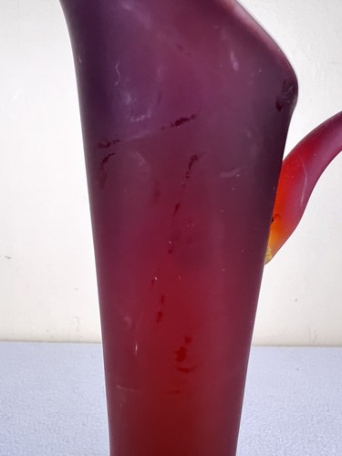 VTG Mid Century Empoli? Italian Hand Blown Red Satin Glass Pitcher Ewer 9.25" - Picture 3 of 18