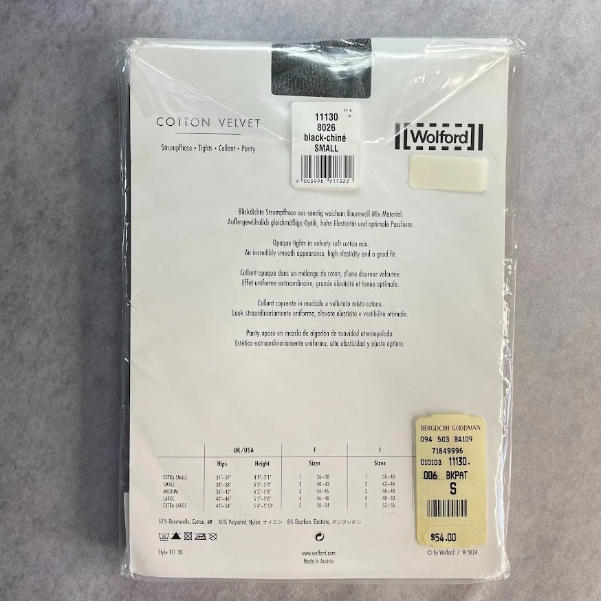 Medias Wolford Algodón Terciopelo Negras NUEVAS EN PAQUETE SELLADO Mujer Talla S Foto 3 de 4
