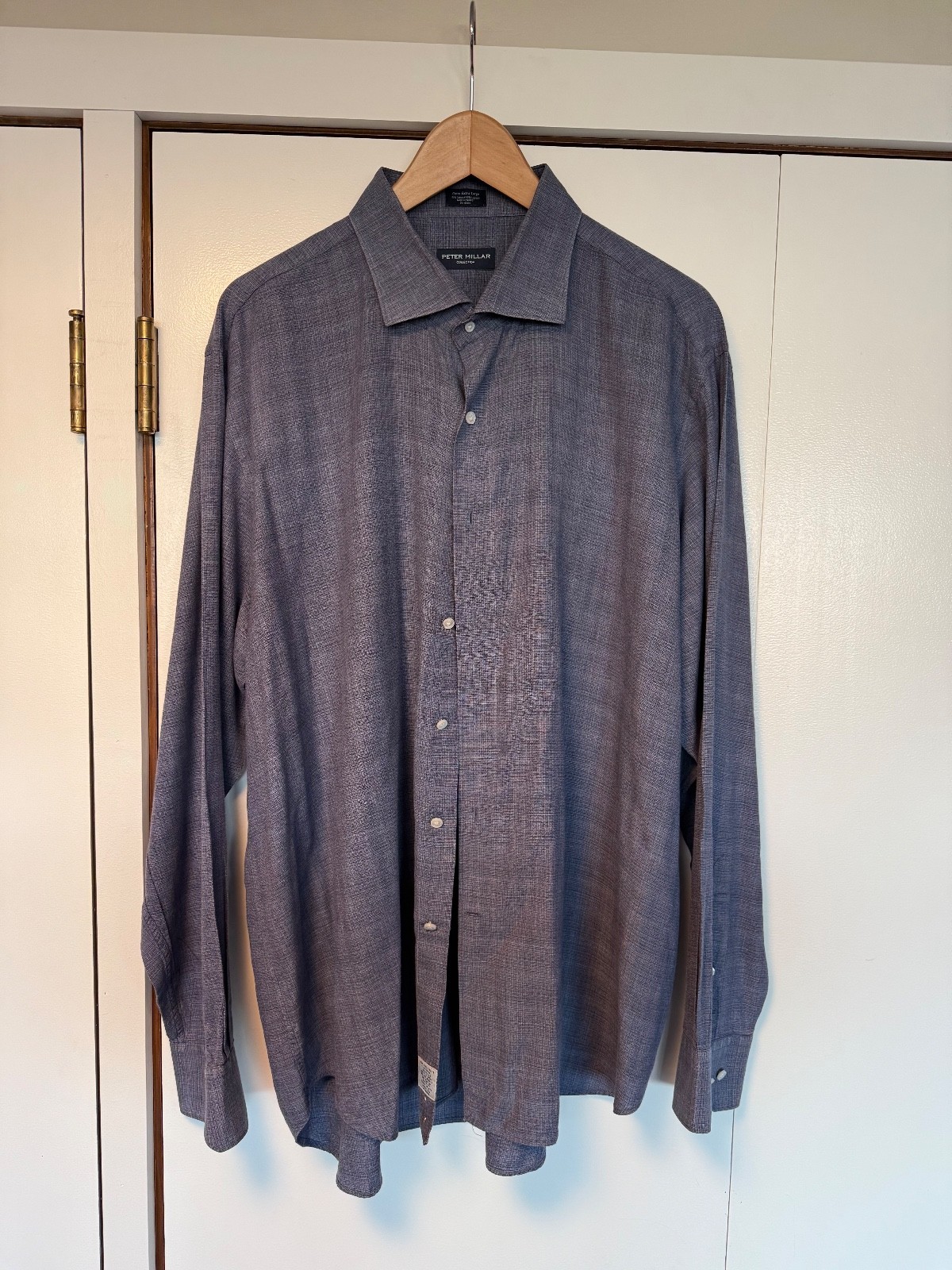 Peter Millar Collection Nav blue patterned button… - image 1