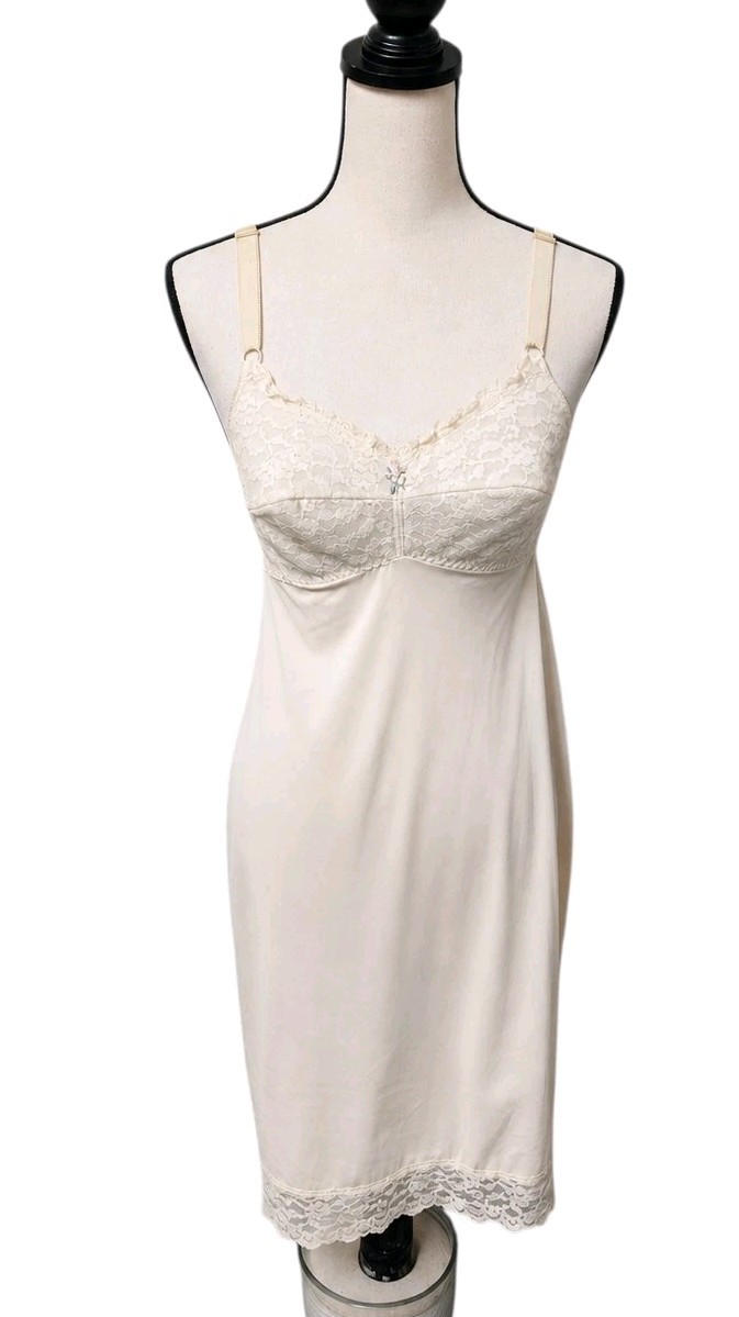 Vintage Shadowline Babydoll Slip Dress Size Small 4/6 Fairy Lace Thick Romantic