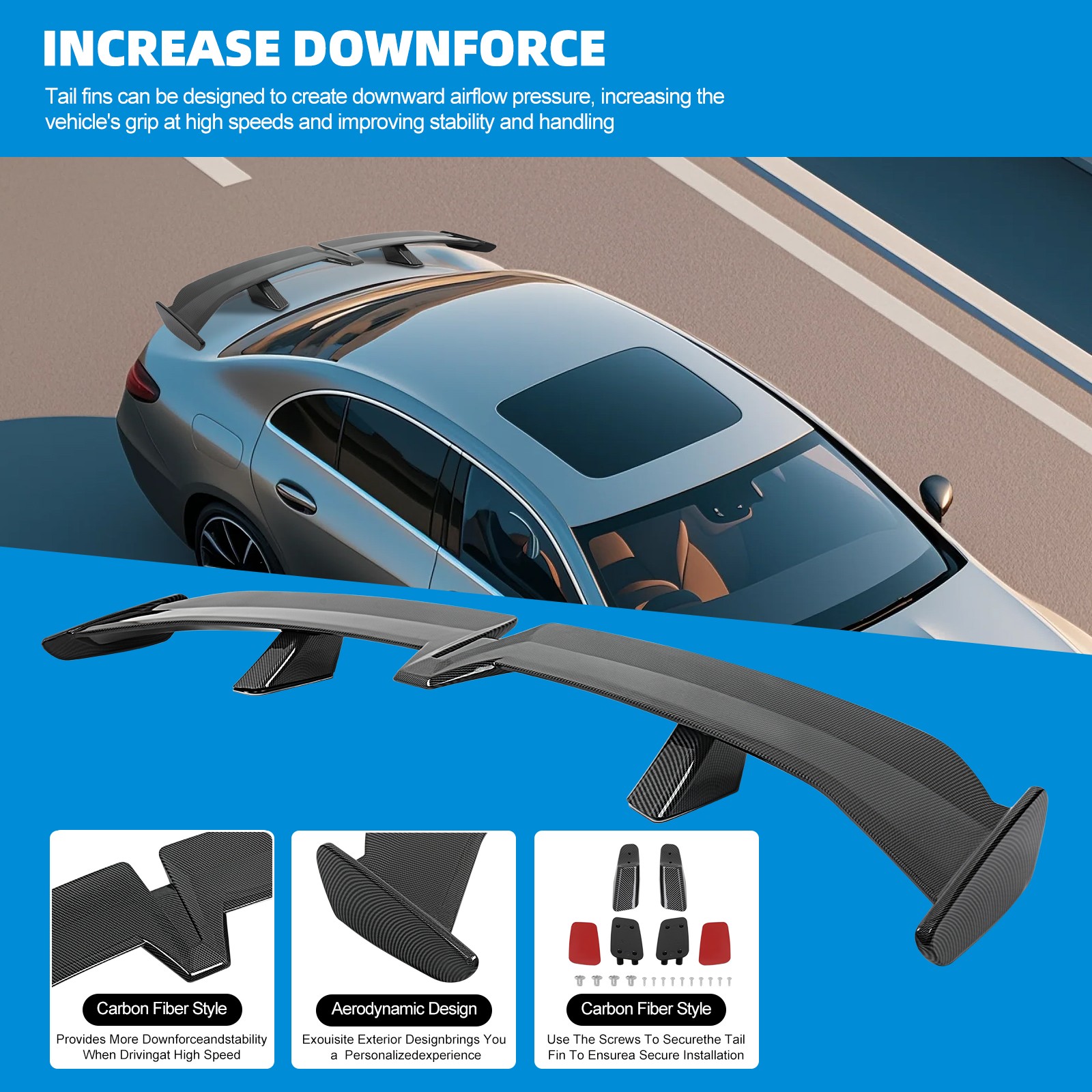 For Ferrari California T 54" PRO Rear Wing Trunk Spoiler Race Wing Carbon Fiber