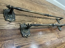 Vtg Amerock Carriage House Towel Bar Rod Set 20" 26" Antique Brass MCM Pair