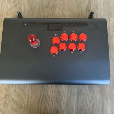Custom Black Victrix Pro FS w/ Red Qanba Gravity buttons and a Knee Lever Neo